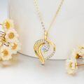 wholesale 14K Gold Heart-Shaped Pendant Necklace with Cubic Zirconia Stones - 18 Inches Chain Length-0-5