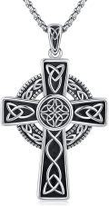 wholesale 925 Sterling Silver Celtic Knotwork Cross Pendant Necklace  Norse Viking Jewelry-0-0