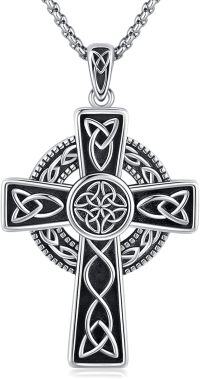 wholesale 925 Sterling Silver Celtic Knotwork Cross Pendant Necklace  Norse Viking Jewelry-Black-1