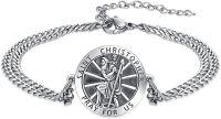 wholesale  & 925 Sterling Silver St Christopher Religious Charm Bracelet with 9+2 Link Chain-St. Christopher