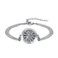 wholesale 925 Sterling Silver Saint Christopher Prayer Bracelet With Chain Detail-St. Christopher