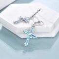 wholesale 925 Sterling Silver Opal Cross Abalone Shell Leverback Earrings for Women-0-1