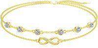 wholesale Sterling Silver Birthstone Women s Anklet Bracelets Infinity Butterfly Evil Eye Turtle Pineapple Starfish Heart-Bracelet 7"-9"-Infinity 04-White Topaz-Yellow Gold
