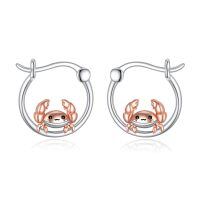 wholesale 925 Sterling Silver Cute Crab Hoop Earrings With Rose Gold Crab Design-O-Crab
