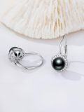wholesale 9mm Freshwater Cultured Tahitian Black Pearl Earrings For Women French Stud Earrings Anniversary Jewelry Christmas Valentine Mothers Day Birthday Gifts For Women Her Wife Mom -0-3