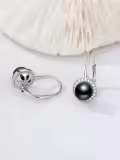 TOUPOP 14K Gold Freshwater Cultured Tahitian Black Pearl Stud Earrings-0-3
