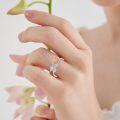 wholesale 925 Sterling Silver Pink Flower Open Adjustable Ring for Women-0-1