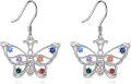 wholesale 925 Sterling Silver Butterfly 7 Chakra Gemstone Drop Dangle Hook Earrings for Women Girls Gift Set-0-0