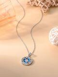 wholesale 925 Sterling Silver Turtle Pendant Necklaces Blue Opal Stone Celtic Knot s for Women Girls-0-3