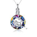 wholesale 925 Sterling Silver Rainbow Crystal Sloth Locket Necklace Gift for Her-0-6