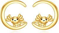 wholesale Gold 14K Moon Stud Earrings with Axolotl Design - Cute Animal Jewelry for Women-Axolotl Earrings