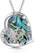 wholesale 925 Sterling Silver Mother's Day Gifts - Abalone Shell & Cubic Zirconia Cow Pendant Necklaces for Mom Daughter Wife Girlfriend-0-0