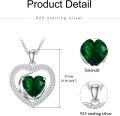 wholesale 925 Sterling Silver Green Lab-Grown Emerald Heart Pendant Necklace for Women-0-3