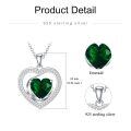 wholesale 925 Sterling Silver Green Lab-Grown Emerald Heart Pendant Necklace for Women-0-3
