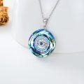 wholesale 925 Sterling Silver Round Blue Crystal Evil Eye Pendant Necklaces for Women Gifts-0-2
