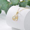 wholesale 14K Gold Heart-Shaped Mother and Baby Horse Pendant Necklace for Women - 20 Chain Length-0-1