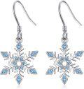 wholesale 925 Sterling Silver Blue Crystal Snowflake Drop Earrings Hypoallergenic Jewelry for Women Girls Gift 4cm Long-0-0