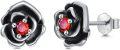 wholesale 925 Sterling Silver Red CZ Flower Stud Earrings Gifts for Girls/Wife/Mom/Birthday/Christmas-0-0