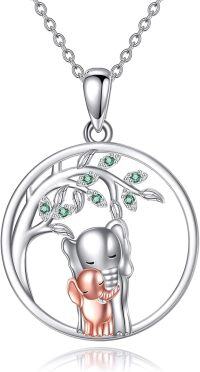 wholesale 925 Sterling Silver Elephant & Baby Tree of Life Pendant Necklaces for Mom and Daughter Gifts-Elephant Necklace