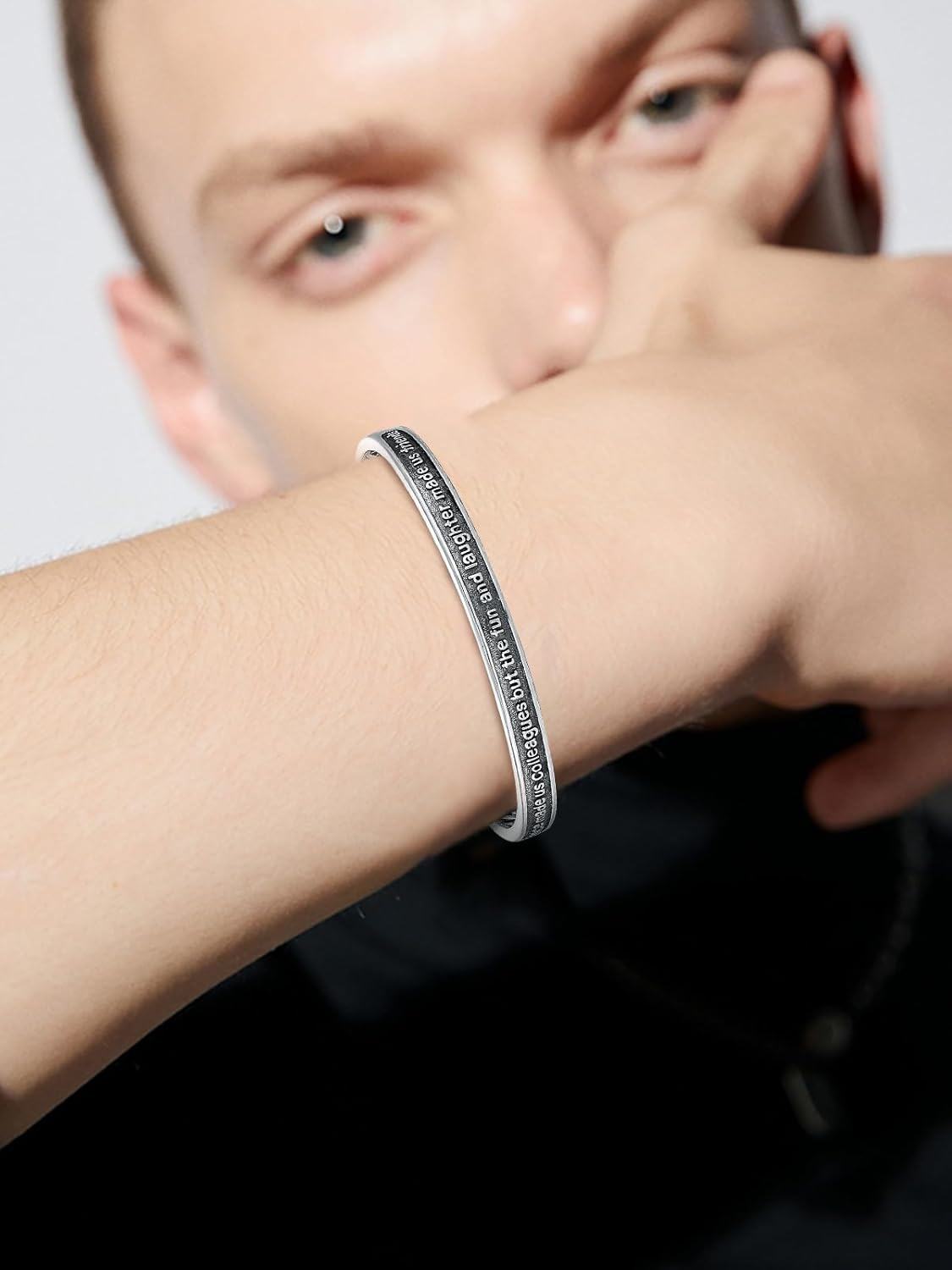 925 Sterling Silver Celtic Knot Engraved Message Bangle Bracelet Friendship Gifts for Women Men-0-4