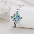 wholesale 925 Sterling Silver Celtic Knot Abalone Shell Cross Pendant Necklace for Women Men - Religious Christian s-0-1