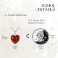 wholesale 925 Sterling Silver Red Carnelian Heart Pendant Necklaces for Women Gifts-0-4