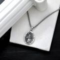 wholesale 925 Sterling Silver Saint Peter Pray For Us Oval Pendant Necklace Oxidized Finish-0-3