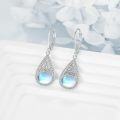 wholesale 925 Sterling Silver Teardrop Moonstone Celtic Clover Filigree Dangle Leverback Earrings-0-3