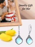 wholesale Sterling Silver Natural Gemstone Vintage Irish Celtic Teardrop Dangle Earrings-0-15