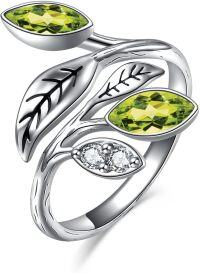 wholesale Sterling Silver CZ Chakra Tree Leaf Adjustable Ring (6 9 ) Holiday Gift-8-Peridot Ring