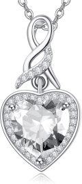 wholesale 925 Sterling Silver & AAAAA CZ Heart Pendant Necklace with 12 Birthstones - Hypoallergenic Gift for Women-0-0