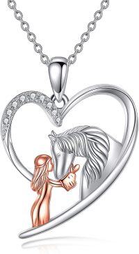 wholesale 925 Sterling Silver Horse Girl Heart Pendant Necklace s for Women Girls-Horse Necklace