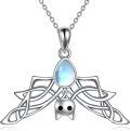 wholesale 925 Sterling Silver Rainbow Moonstone Spider Pendant Necklace for Women Gothic Halloween s-0-0