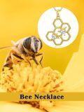 wholesale 925 Sterling Silver Plated Gold  Honeycomb Bee Pendant Necklace - Gifts for Her-0-4