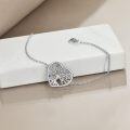 wholesale 925 Sterling Silver Heart-Shaped Tree of Life CZ Adjustable Bracelet-0-3
