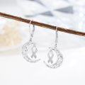 wholesale  Sterling Silver Cancer Awareness Ribbon Moon Dangle Leverback Earrings for Women Survivor Jewelry -0-22