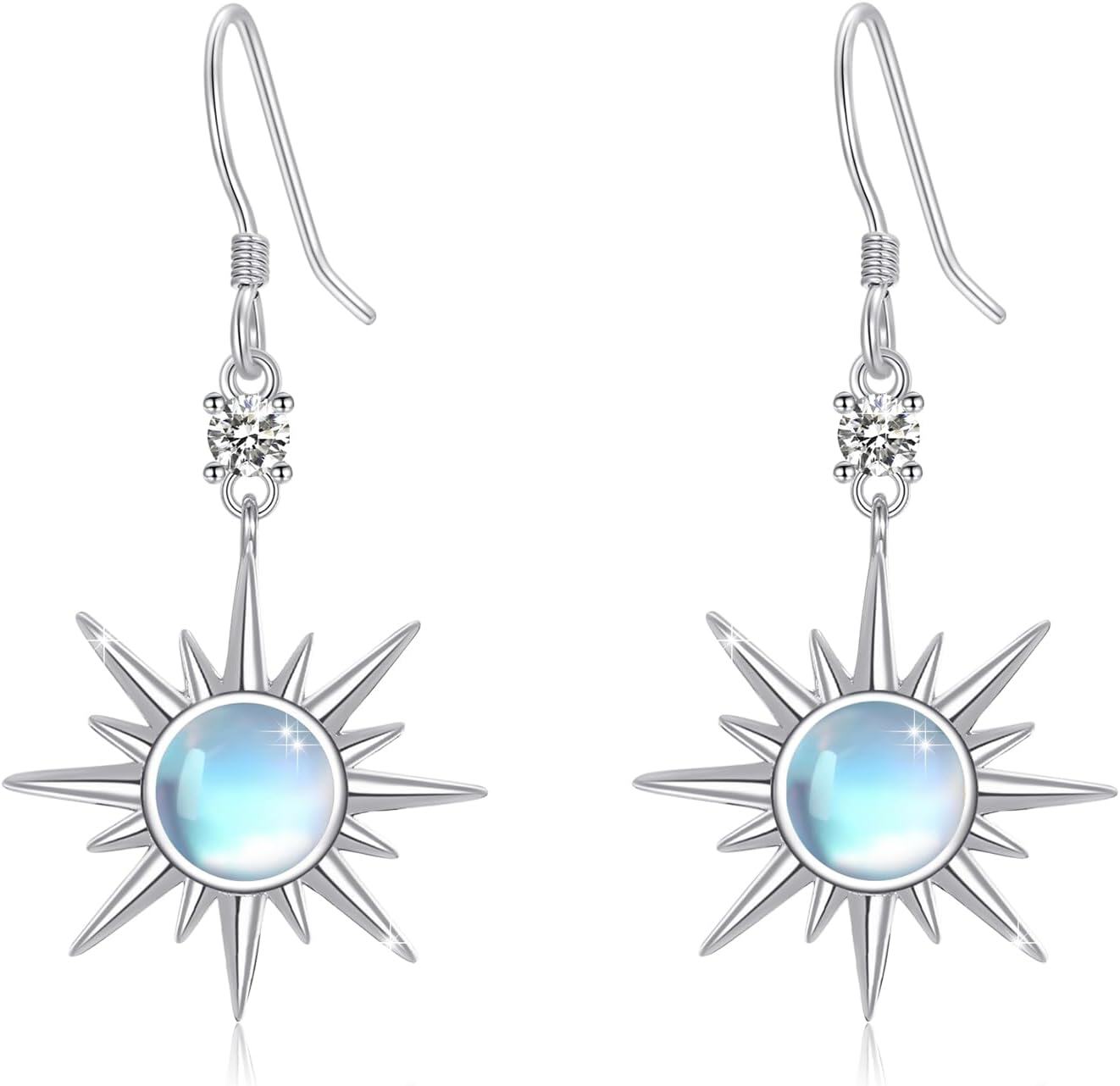 Sterling Silver Sun Earrings for Women Sun Pendant Drop Earrings Sunshine Jewelry Gift-0-1