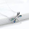 wholesale 925 Sterling Silver CZ Inlay Abalone Shell Dragonfly Pendant Necklace for Women and Girls-0-1