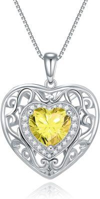 wholesale 925 Sterling Silver with 12 Birthstones Heart Celtic Necklace for Her-11-Nov-Citrine