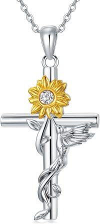 wholesale Sterling Silver Crystal Butterfly Cremation Urn Necklace for Women-Hummingbird Sunflower