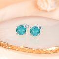 wholesale Sterling Silver Real Turquoise 6mm 12mm Round Stud Earrings-0-2