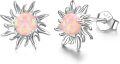 wholesale 925 Sterling Silver Pink Fire Opal Sun & Moon Stud Earrings Celestial s for Women Girls-0-0