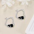 wholesale 925 Sterling Silver Penguin Heart Hoop Earrings Gift for Women-0-4