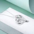 wholesale 925 Sterling Silver Green Simulated Emerald Palm Tree Pendant Necklace for Women-0-4