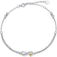 wholesale Yellow and 14K White Gold Natural Diamond Heart Infinity Charm Bracelet for Women-White gold