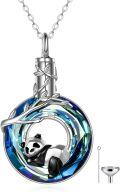 wholesale 925 Sterling Silver Origami Panda Cremation Urn Necklace for Women Wife Mom - I Love You to the Moon and Back Pendant Jewelry-0-0