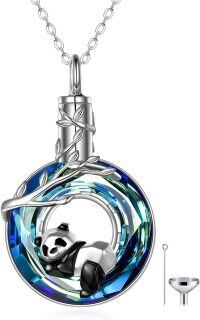 wholesale 925 Sterling Silver Origami Panda Cremation Urn Necklace for Women Wife Mom - I Love You to the Moon and Back Pendant Jewelry-Crystal panda urn
