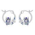 wholesale 925 Sterling Silver Owl Blue Enamel Floral Twist Rope Hoop Earrings For Women-0-0