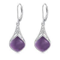 wholesale 925 Sterling Silver Teardrop Drop Earrings Wholesale With Celtic Knots-Amethyst