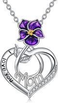 wholesale TOUPOP Christmas Gifts Birth Flower Mom Necklace Sterling Silver Mom Birthday Gifts I Love You Mom Pendant Necklace Fashion Jewelry -0-0